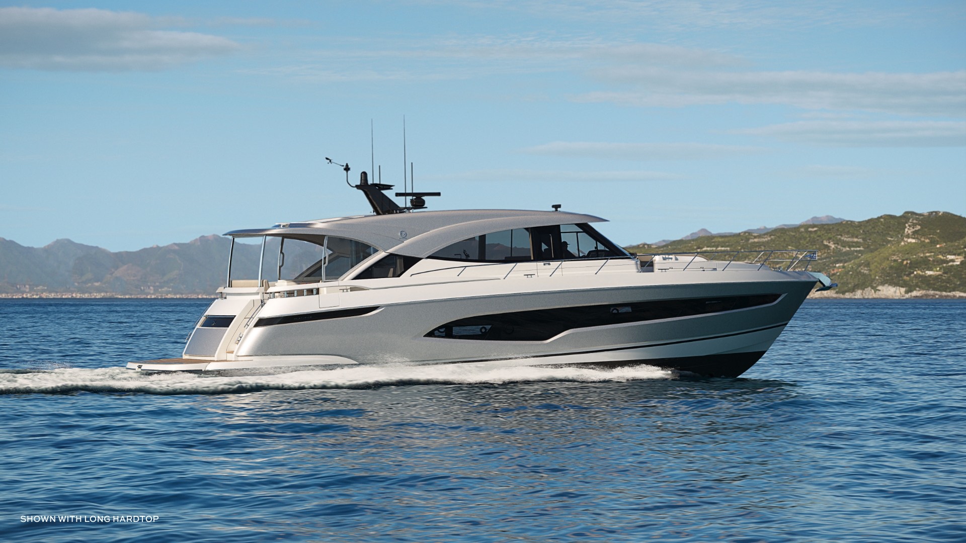 Riviera 6200 Sport Yacht profile under way