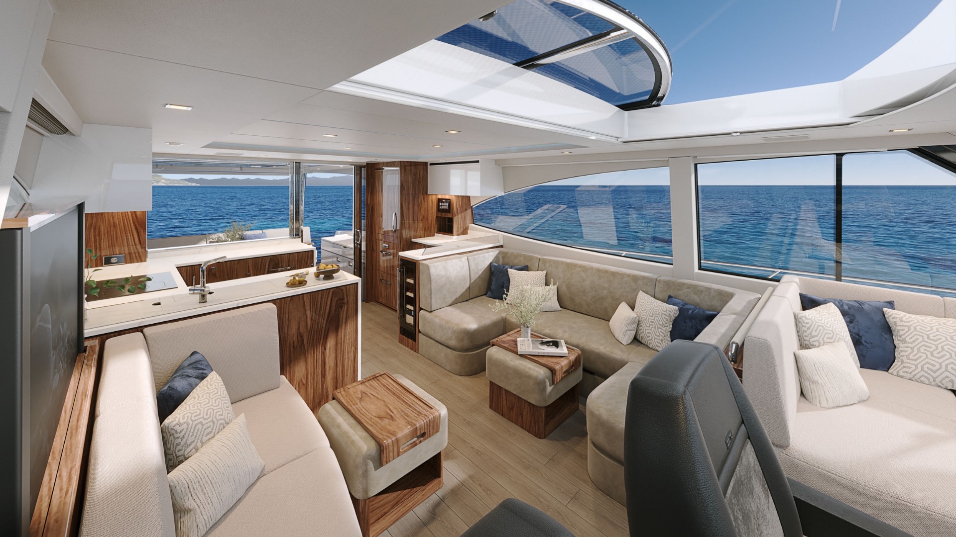 Riviera 6200 Sport Yacht saloon lounging